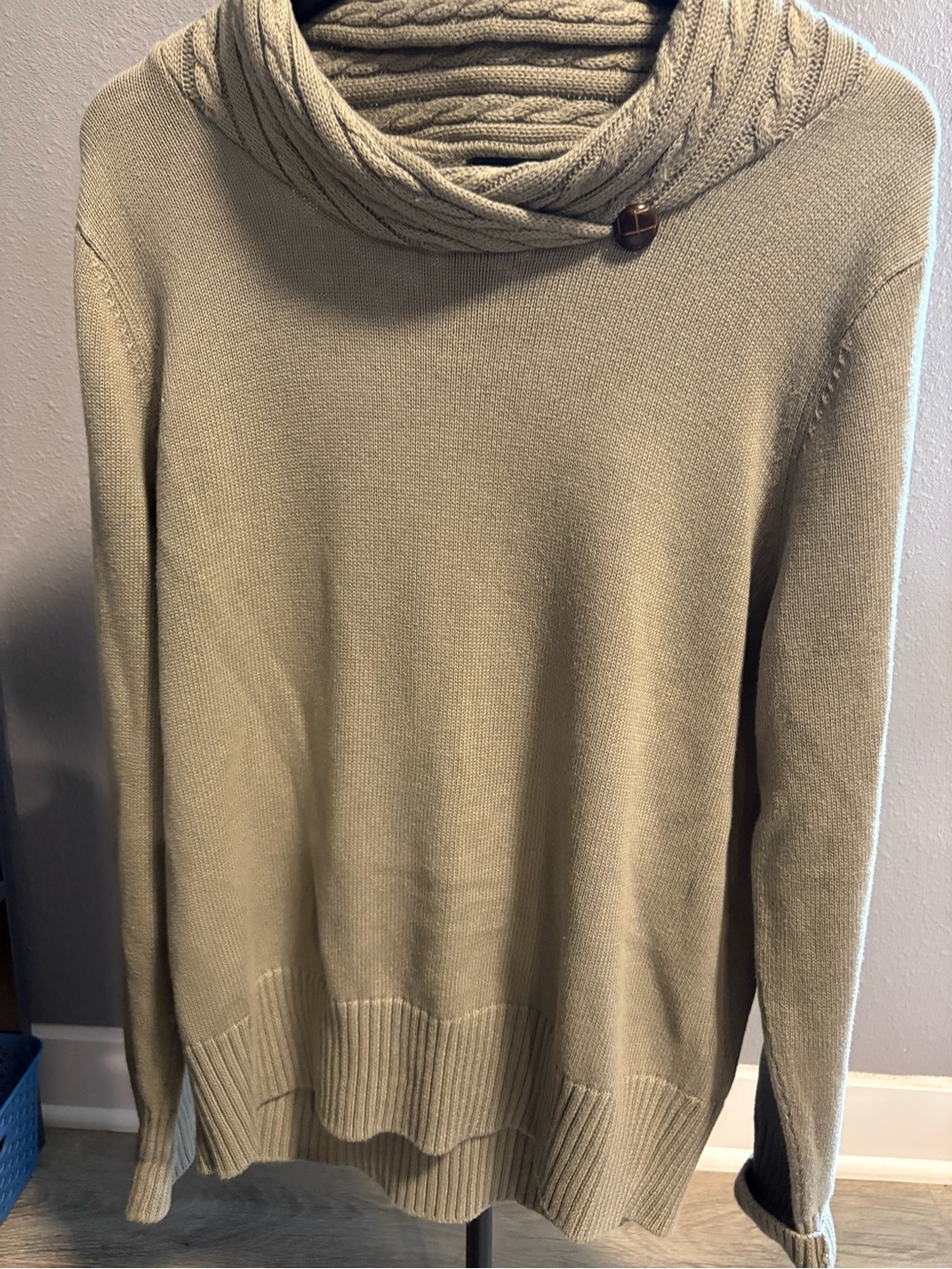 Cozy Cowl Neck Women's Sweater in Light Taupe 100% soft cotton